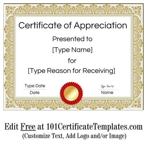 certificate of appreciation template|free printable and editable certificates.